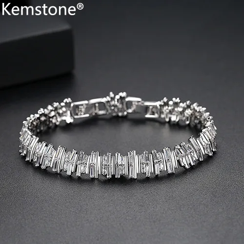 Браслет Kemstone из циркония и белой меди с регулируемыми звеньями женская бижутерия