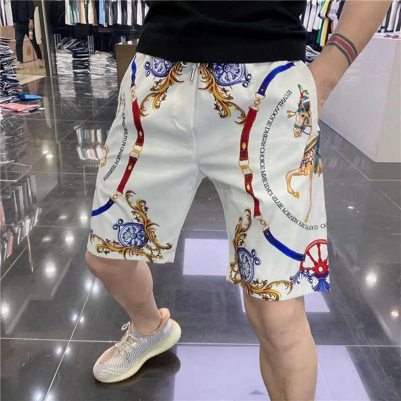 

Роскошные шорты с принтом, мужские летние свободные пляжные штаны, модные повседневные спортивные шорты, уличная одежда, мужская одежда раз...