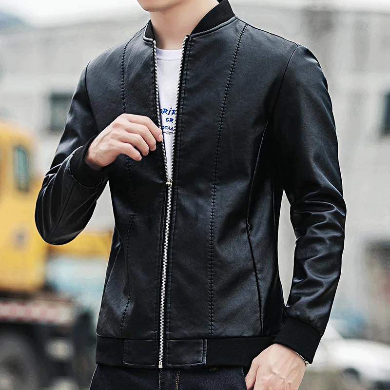 

2020 Autumn Winter Casual Zipper PU Leather Jacket jaqueta de couro masculina Fahion Mens Slim Fit Motorcycle Leather Jackets