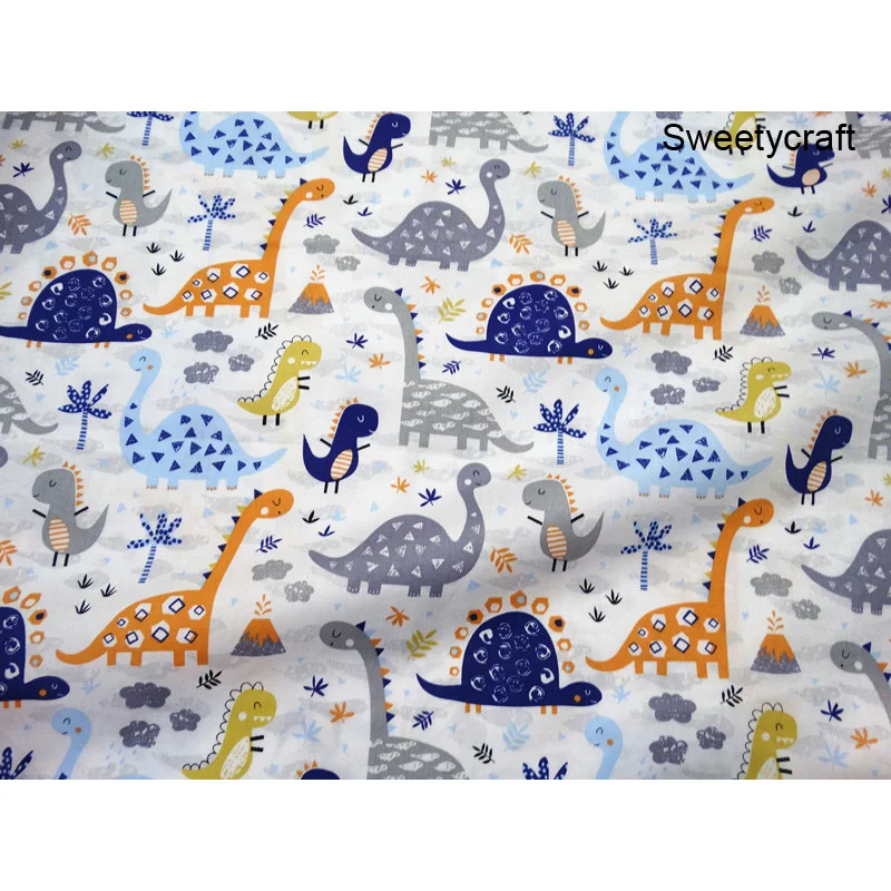 Хлопчатобумажная ткань с принтом динозавра из мультфильма Швейные стеганые