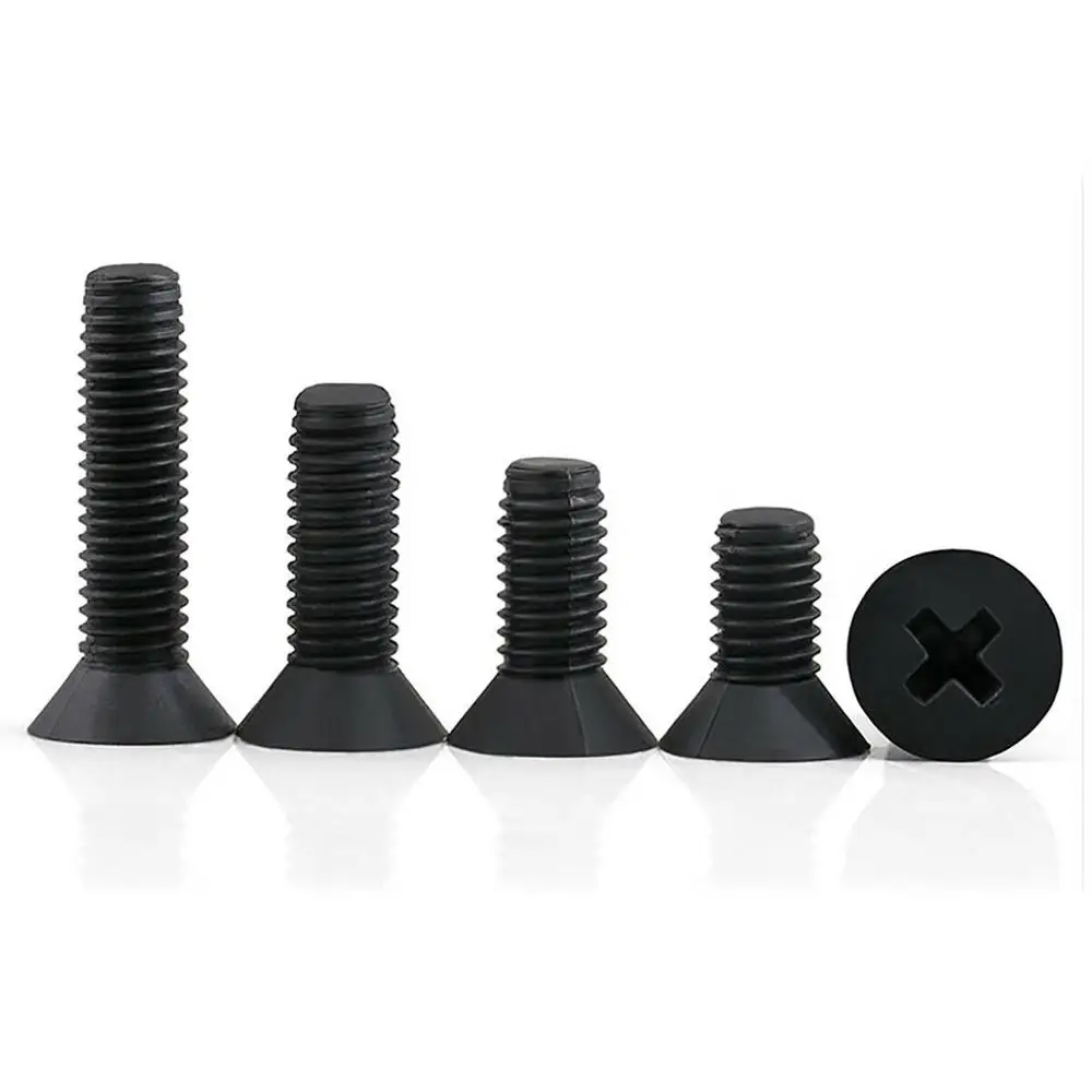 

10pcs M2.5 M3 M4 M5 M6 M8 Black/White Nylon Flat Head Phillips Screws Plastic Cross Countersunk Machine Bolts