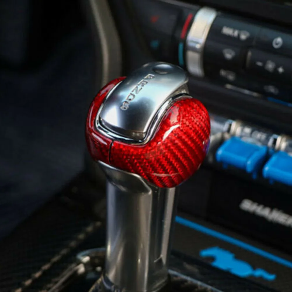 

Replacement Gear Shift Knob Trim Red Carbon Fiber Glossy Interior Cover Useful
