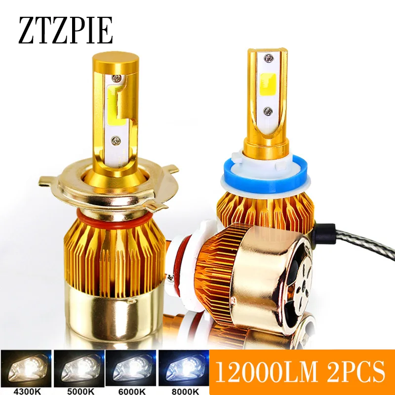 Ztzpie C6 12V 3000K 4300K 5000K 6000K 8000K 120000LM H1 H3 H8 H7 9006 9005 9007 H13 H11 автомобильных фар супер яркий H4 светодиодные лампы