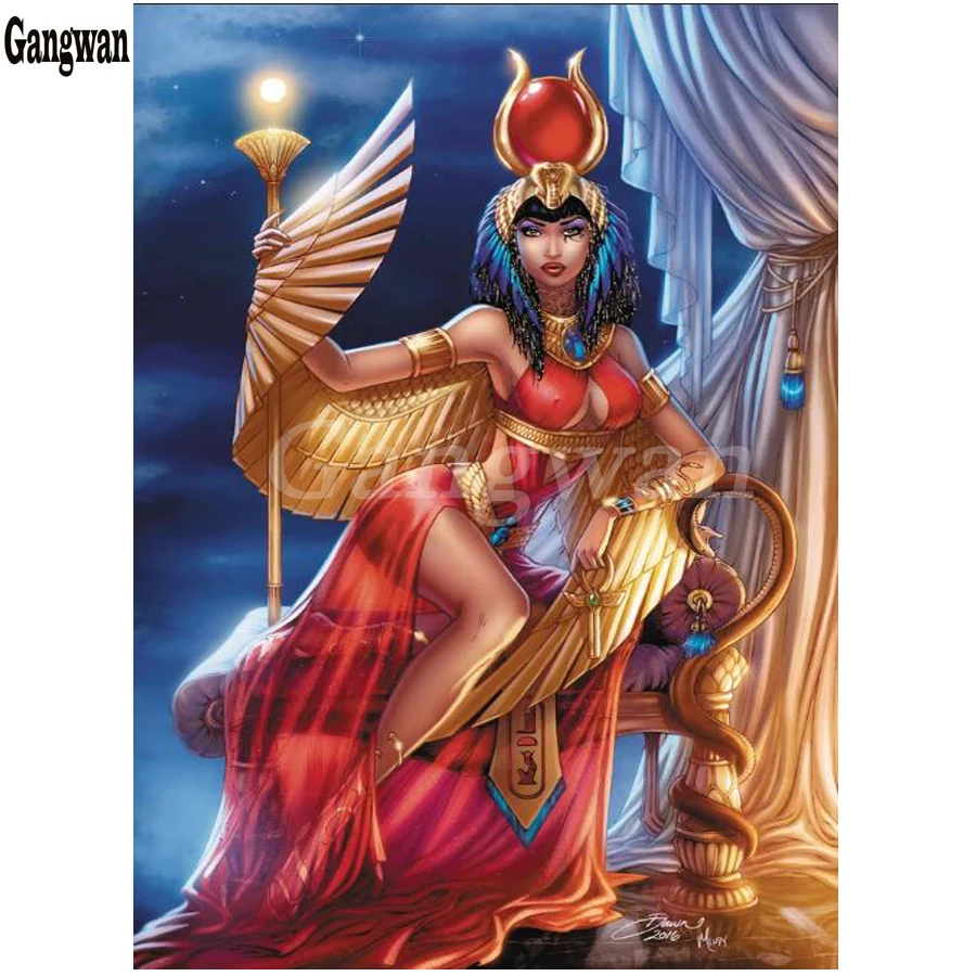 Полная Алмазная вышивка египетская королева мозаика 5D алмазная живопись ретро