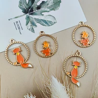 10pcs ring shape maple leaves fox enamel metal charms for jewelry making diy necklaces drop earrings pendants craft golden tone
