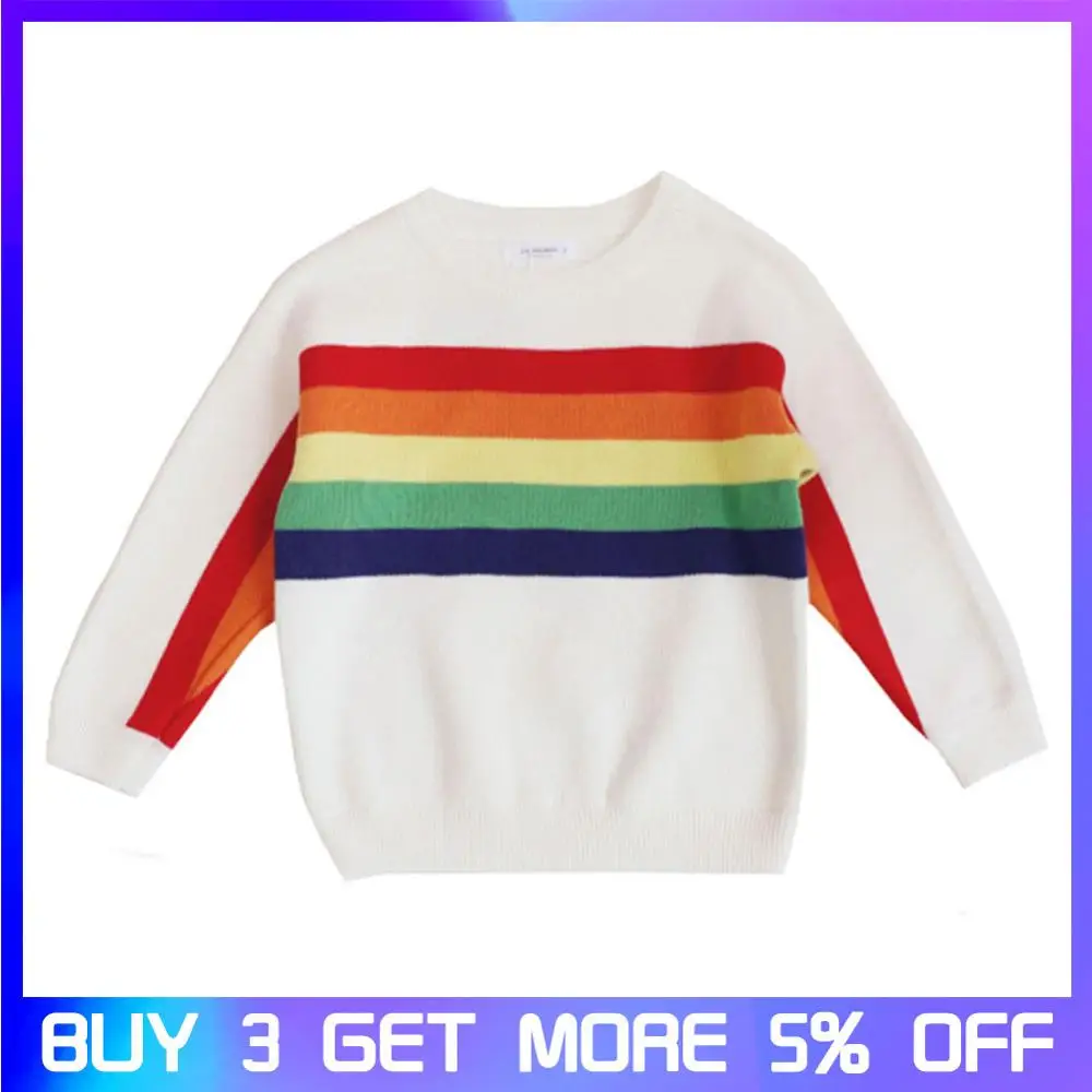 Рождественские детские свитера радужные вязаные пуловеры свитер для маленьких