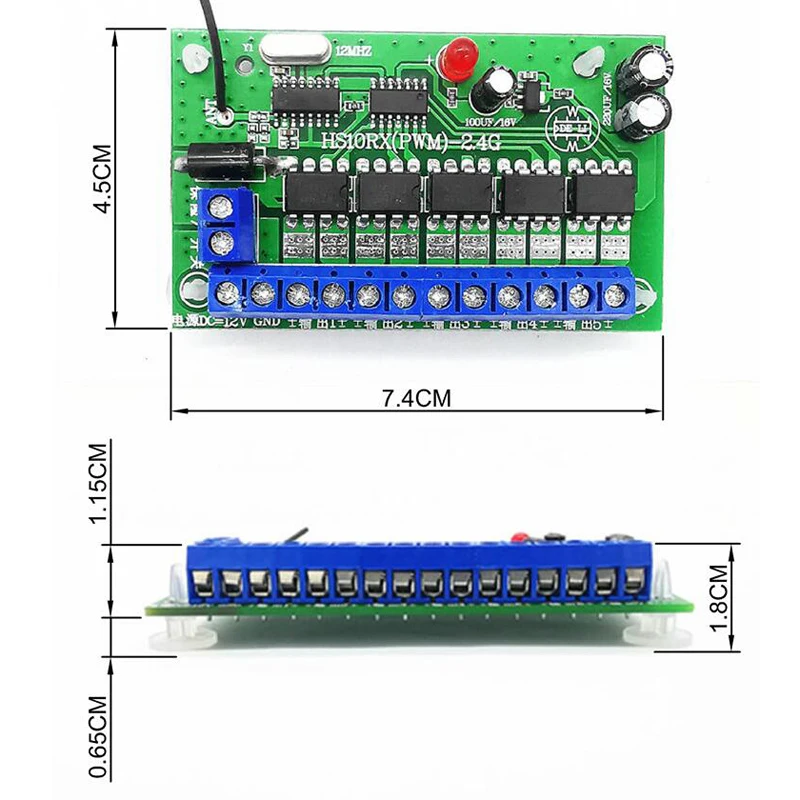 

1set 2.4G 10CH Remote Control Kits DC 2.8-3.3V Transmitter w Receiver HS 10 PWM Speed Adjust Controller for RC Track Tank Car