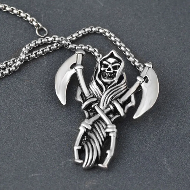 Ожерелье из нержавеющей стали с серповидной головкой винтажное ожерелье в стиле