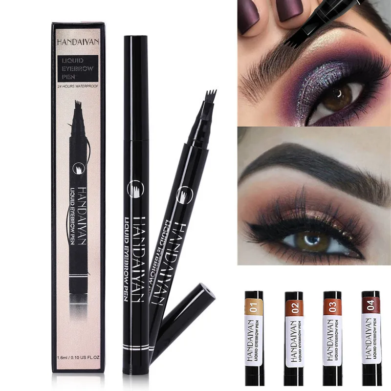 5 цветов микроблейдинг Водостойкий карандаш для бровей четыре когтя тени макияж