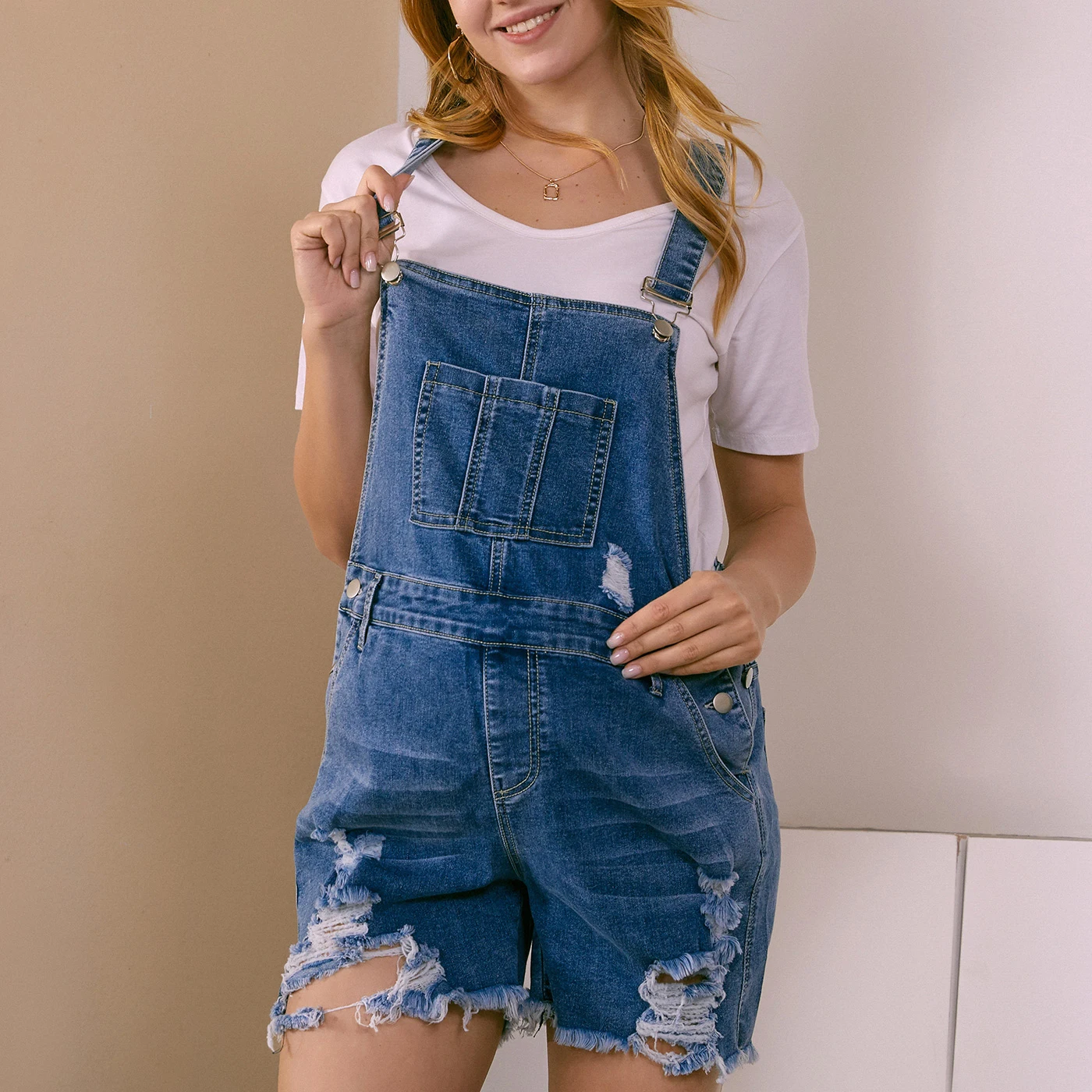 

PatPat Maternity casual Print Suspender pants