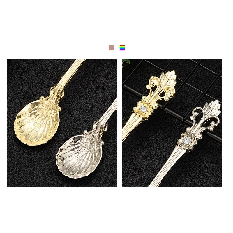 

1PC Iris Retro Coffee Dessert Spoon Arabian Style Stirring Spoon Tea Mixing Spoon Heavy-duty Alloy Spoon Kitchen Accessories