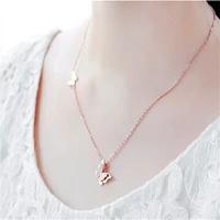 316l stainless steel 2021 new fashion jewelry double layer butterfly choker necklaces pendants for women
