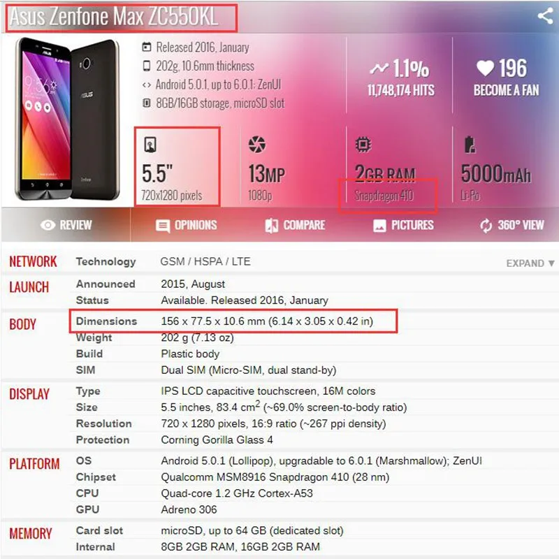 ЖК-дисплей для Asus Zenfone Max ZC550KL 10 сенсорных IPS ЖК-дисплеев емкостный сенсорный экран
