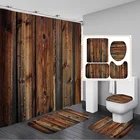 Винтажная деревянная дверь, водонепроницаемая душевая занавеска 180x180 см, коврики, коврики, Нескользящие коврики, чехол на сиденье унитаза, комплект занавески для ванной комнаты и душа