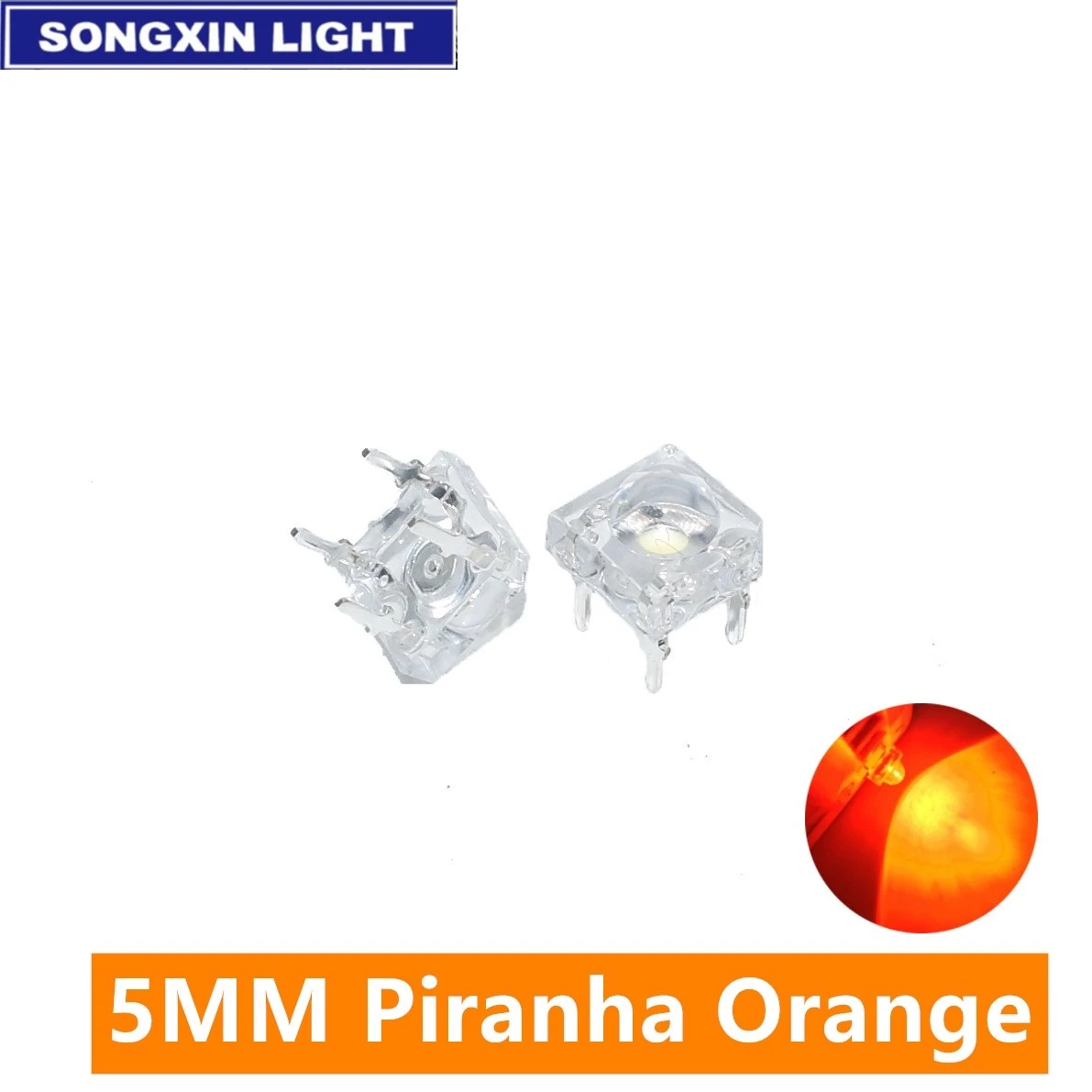 50 шт. светодиодные лампы 5 мм янтарного/оранжевого цвета 4 контакта|led 5mm|super flux ledflux