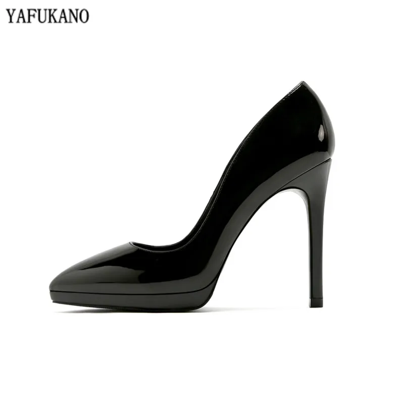 

Womens High Heels 2020 New Sexy Pointed Toe Thin Heel Platform Patent Leather Pumps Party Dress Wedding Shoes Elegant Lady 11cm