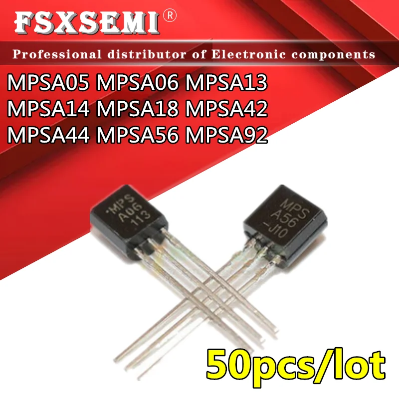 

50pcs MPSA05 MPSA06 MPSA13 MPSA14 MPSA18 MPSA42 MPSA44 MPSA56 MPSA92 Triode A05 A06 A13 A14 A18 A42 A44 A56 A92 TO-92