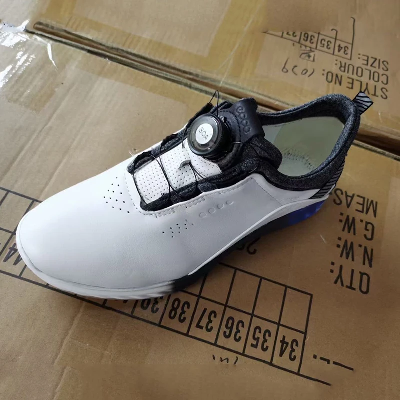 

Мужские кроссовки для гольфа, натуральная кожа, быстрая шнуровка, прогулочная обувь, профессиональные, белые