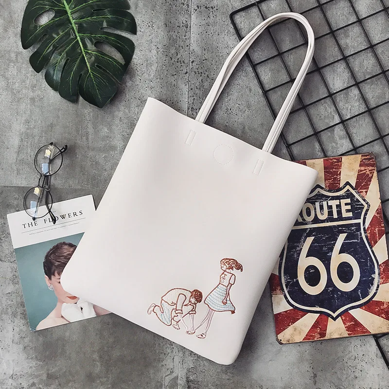 

fashion womens hands new single shoulder hand women's embroidered soft leather simple versatile student schoolbag trend purses