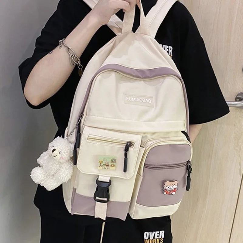 

Модный черный студенческий рюкзак EnoPella для девочек, милый нейлоновый кавайный Женский Мужской Водонепроницаемый школьный ранец