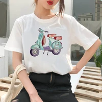 aesthetic tshirts bicycle printed women t shirt short sleeve casual white top tee female harajuku t shirts woman clothes