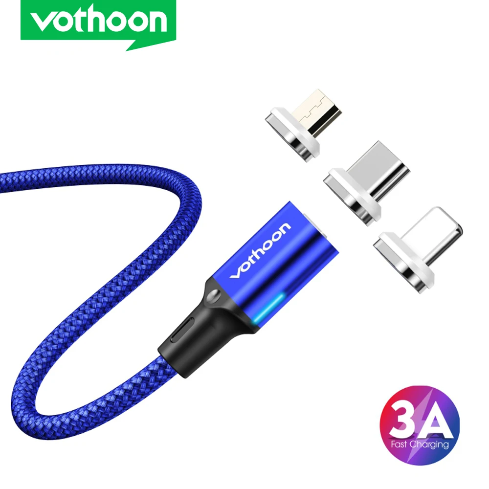 Магнитный кабель Vothoon 3A для быстрой зарядки Micro USB C iphone Samsung Huawei магнитное зарядное