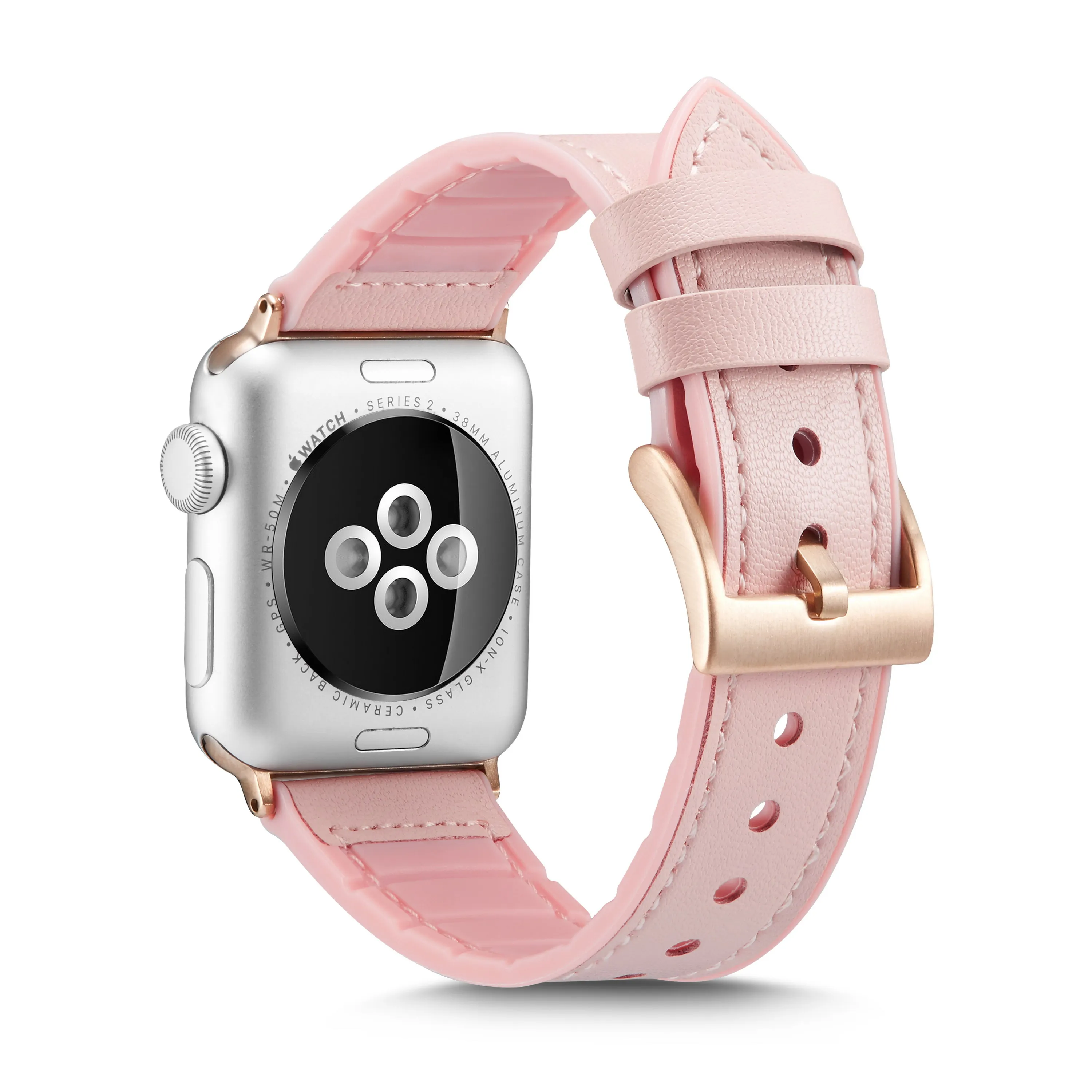 Ремешок для часов 40/44 мм Apple Watch Series 5 4 3 браслет из мягкой резины с кожаным ремешком