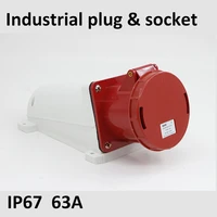 jinh lee134 industrial plugs and sockets 4pin ip67 waterproof electrical connection wall mounted socket 63a