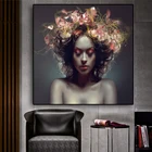 Постеры и принты на холсте в скандинавском стиле с изображением красивой цветочной девушки, Скандинавская Настенная картина для гостиной, домашний декор (без рамки)