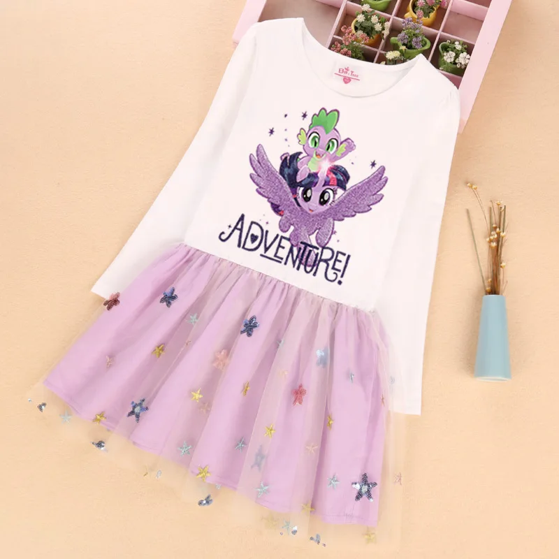 Q30273-2 Jargazol Little Pony Dress Fall Princess Costume Vestidos Autumn Long Sleeve Dresses for Girls Costume Autumn Sequins Outfits - Цвет: Q30273-2