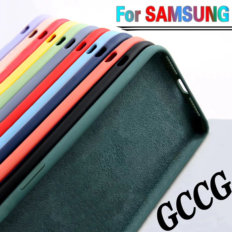 

Case For Samsung Galaxy A50 A51 A70 A71 S20 S21 S10E S10 Plus Note 8 9 S9 S8 Coque Luxury Original Liquid Silicone Soft Cover