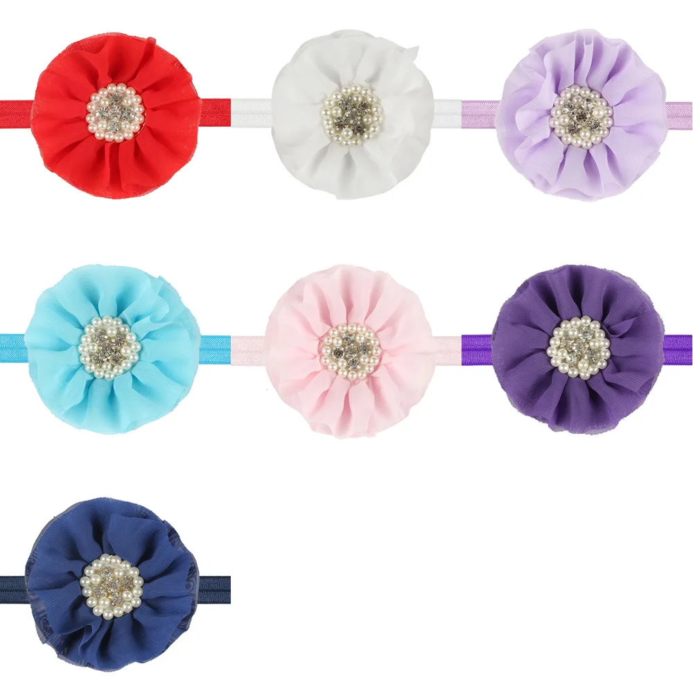 Baby Girl Headband Infant Hair Accessories Cloth Tie Bow Newborn Tiara Headwrap Pearl Toddlers Bandage Ribbon Crystal Headwear | Детская