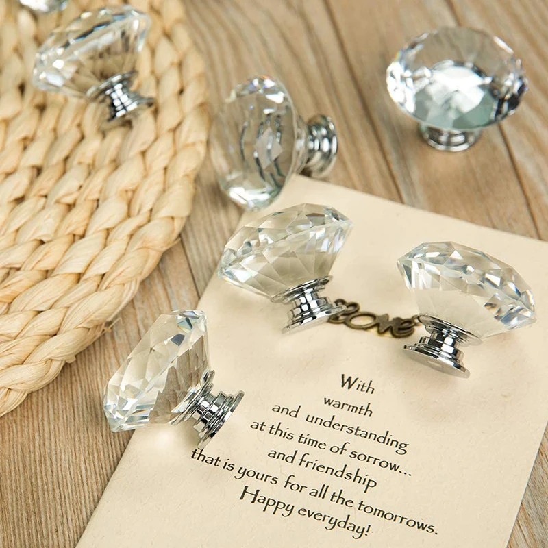 

20/30/40MM Diamond Shape Crystal Glass Drawer Cabinet Pull Knob Handle Kitchen Door Wardrobe Hardware Brand New Furniture Drawer