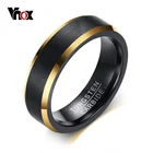 Обручальные кольца Vnox из карбида вольфрама, 6 мм, с золотой линией, черные, матовые, помолвка Анель ювелирные изделия
