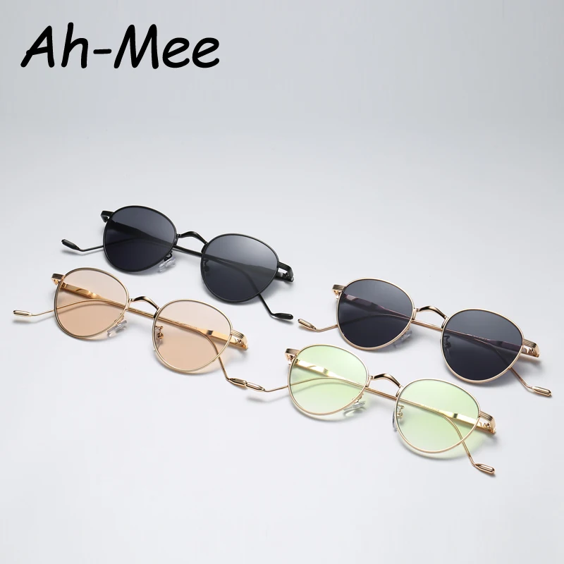 

Retro Oval Sunglasses Women Luxury Black Round Sun Glasses Vintage Small Frame Mirror Color Eyeglasses Metal Retro Shades UV400