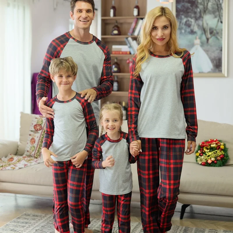 

Christmas Family Matching Outfits Plaid Patchwork Big Sister Little Sister Pajamas New Year Parent-child Clothes Set Family Look