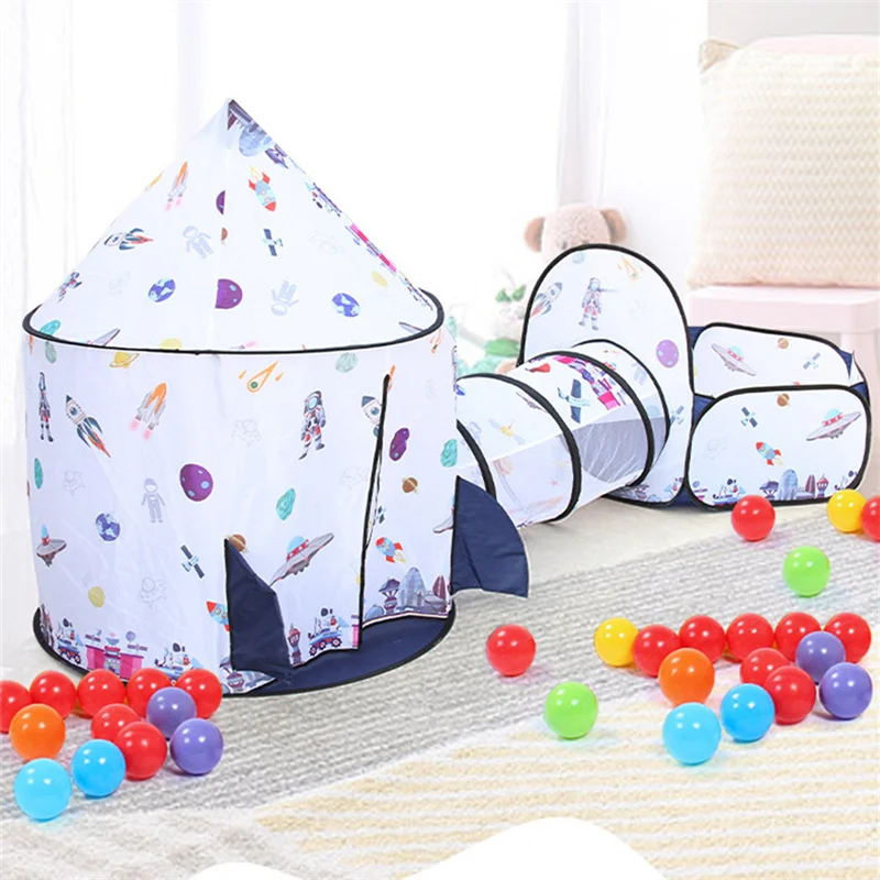 

Portable 3 In 1 Tent With Space Capsule For Kids Space Yurt Crawling Tunnel Outdoor Ball Pool Baby Playhouse Child Room Decor