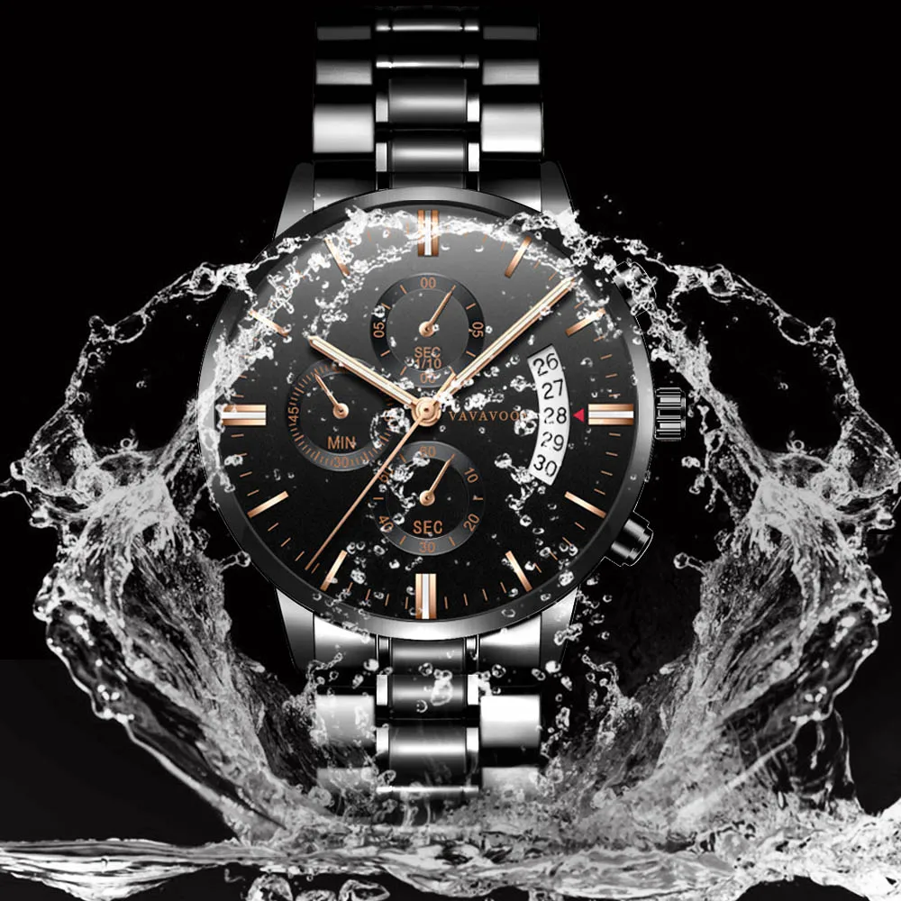 

2021 New Watches Men Sport Stainless Steel Band Waterproof Casual Military Army Outdoor Run Hiking Leather Watches