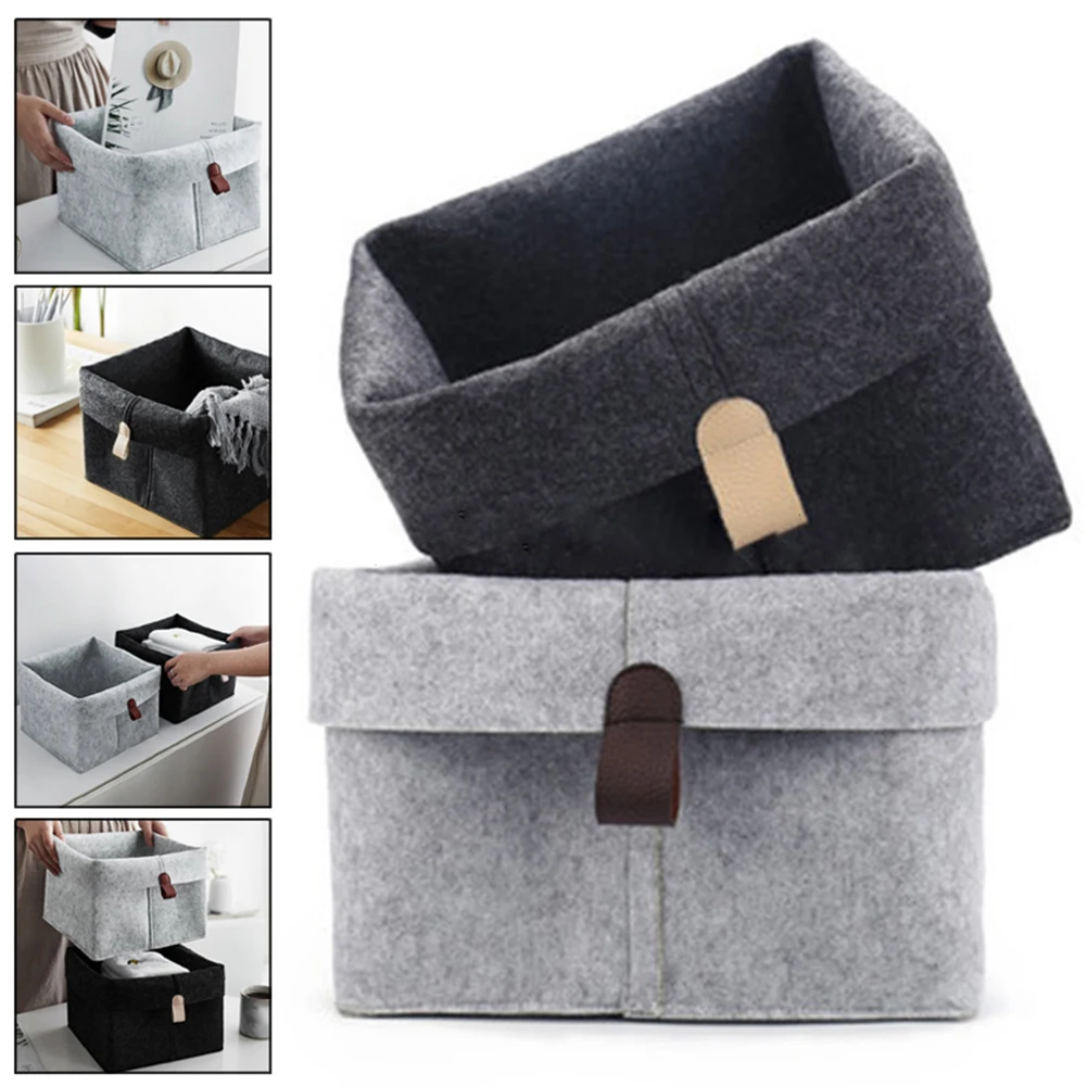 

Felt Storage Basket Living Room Tea Table Black Gray Sundries Storage Basket Cloth Felt Storage Box Bedroom Socks Storage
