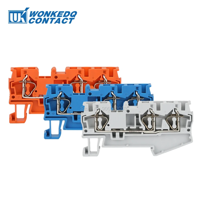 

10Pcs ST4-TW Wire Connector Spring-cage Connection 3-Conductors ST 4 TWIN Electrical Plug ST 4-TW Din Rail Terminal Block