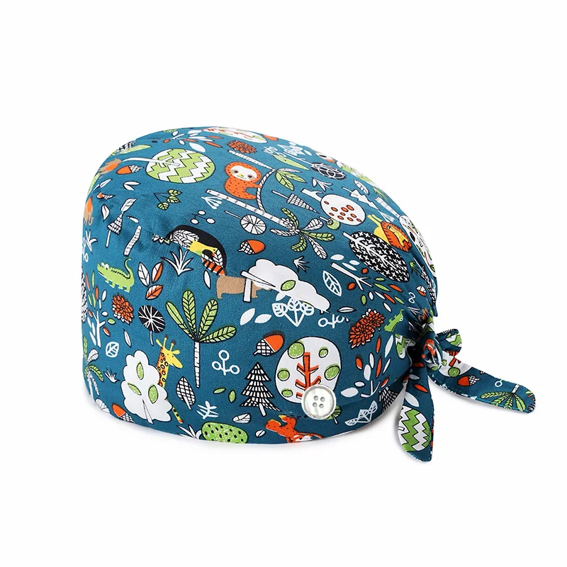 Unisex Cotton Scrub Cap Dentist Women Men Cartoon Anime Printing Pet Veterinary Beauty Pharmacy Lab Work Button | Тематическая