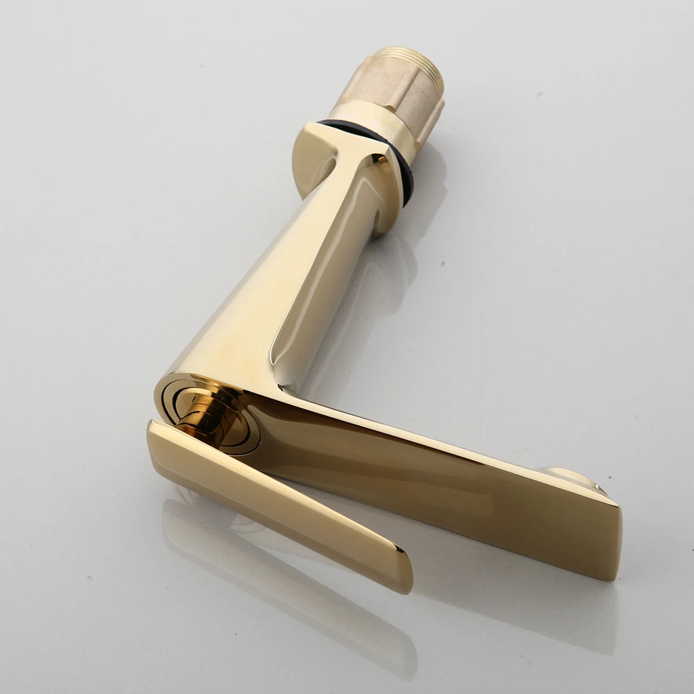 JIENI Golden Polished Bathroom Basin Faucet Brass Rose Gold Plated Deck Mount Vanity Mixer Plumbing Fixture Stream Tap | Обустройство