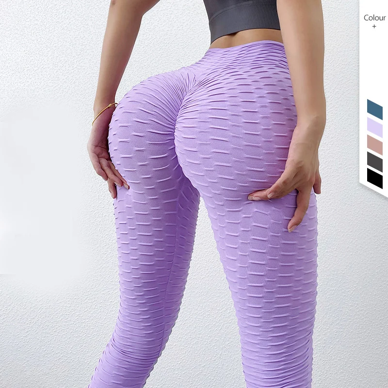Jacquard Push Up Leggings Bubble Hip Sexy Women Yoga Pants Fitness Sports Leggings Female Running Trousers High Waist Gym Pants