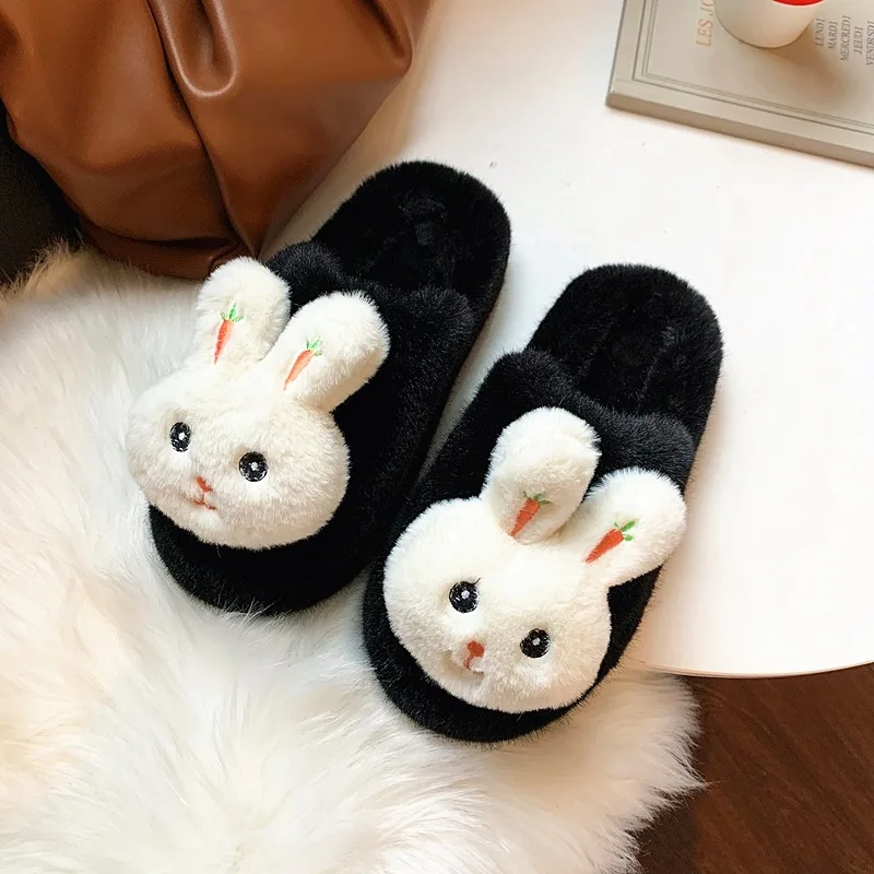 

Cartoon Cute Home With Rabbit Head Cotton Slippers Women Fall/winter 2020 New Flat Comfortable Baotou Mao Wholesale