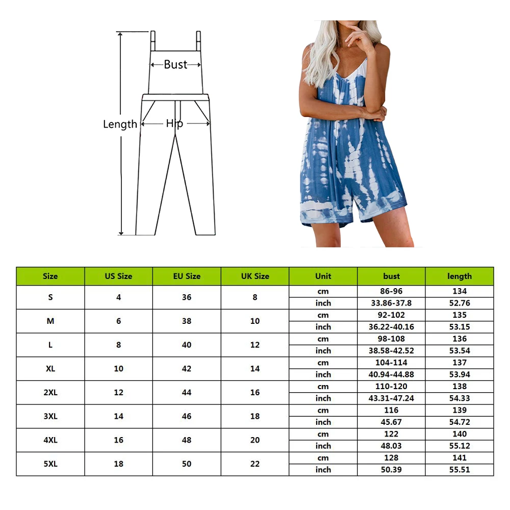 

Trousers Overalls Pants Solid Romper Jumpsuit Women Casual Sleeveless Spaghetti Straps Tie Dye Backless Loose Jumpsuit Overall