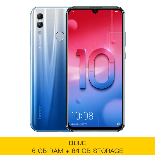6GB 64GB Blue Смартфон Honor 10 Lite Kirin 710, 4 Гб, 6 ГБ ОЗУ, 64 ГБ, 128 Гб ПЗУ, экран 6,21 дюйма, Android 9, четыре ядра, 3 камеры, мобильный телефон - Цвет: 6GB 64GB Blue