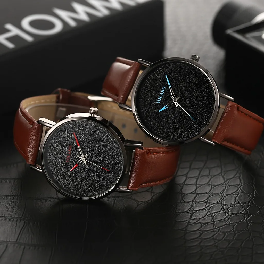 Модные простые мужские и женские часы без цифровых весов кожаный ремешок