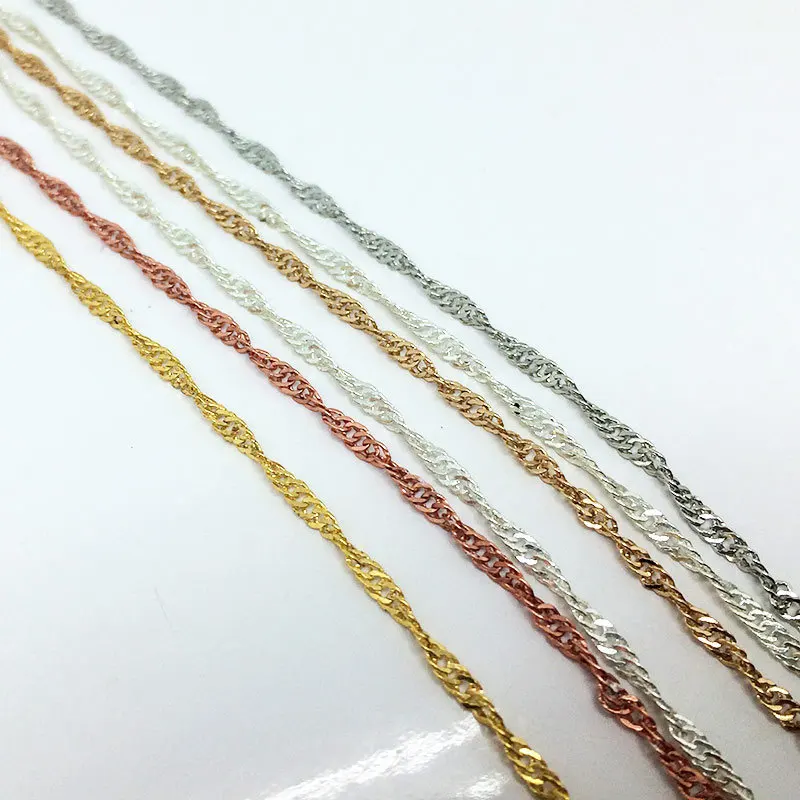 

5 Yard/lot Gold Rhodium Color 1.8mm Width Water Wave Bulk Chain Fit Women Men DIY Handmade Necklace Bracelet Jewelry Making