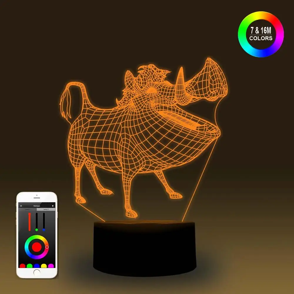 NiteApps 3D Пемба светодиодный ночник настольная лампа Иллюзия подарок на день рождения приложение/сенсорное управление