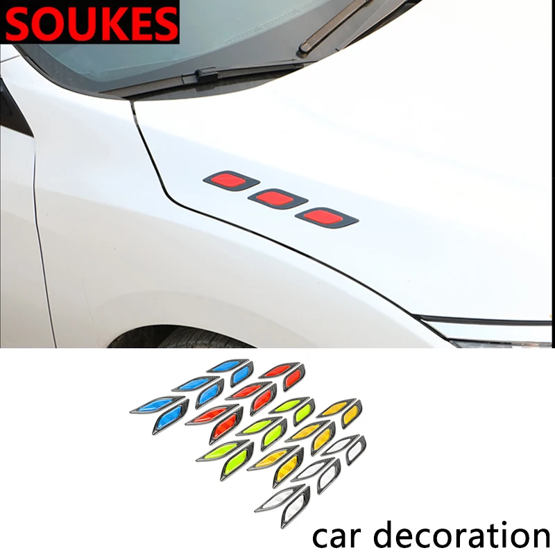 6PCS Car Hood Fender Colorful Carsh Sticker For Volkswagen VW Passat B6 B5 B7 B8 Golf 4 5 7 6 Polo Opel Astra J H Insignia Corsa |